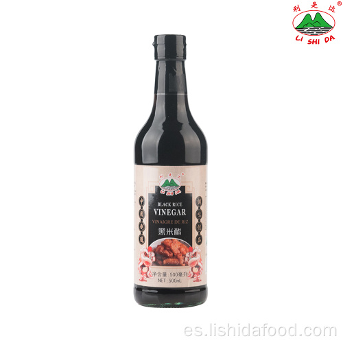 Botella de vidrio de 500 ml de vinagre de arroz negro